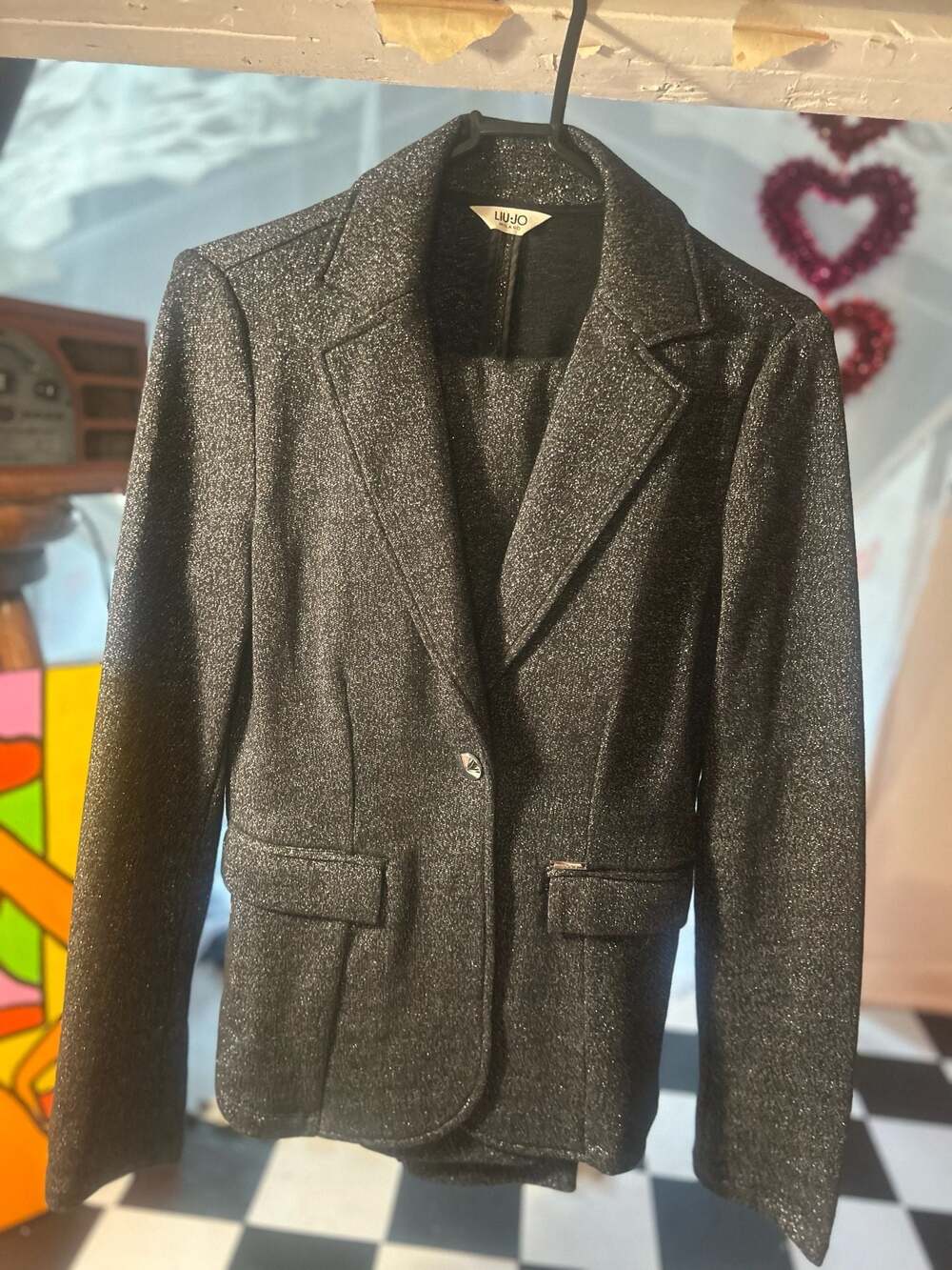 Liu Jo Milano Black Shimmer Metallic Blazer Jacket